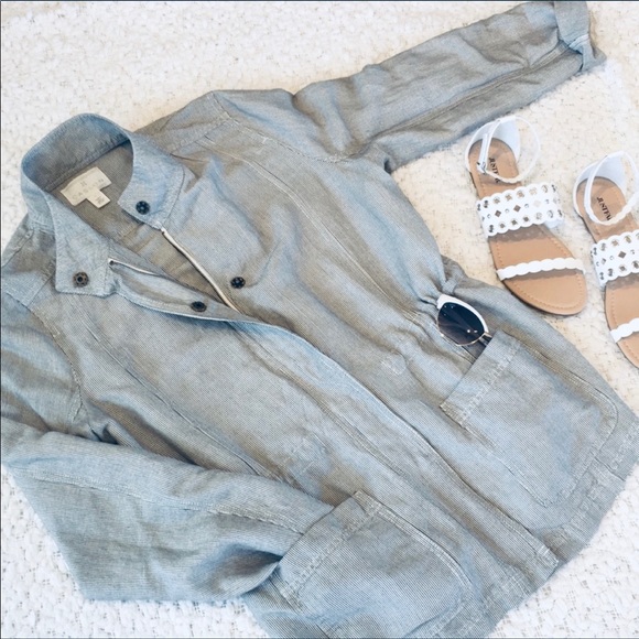 Carlson Linen Jacket Black & White Stripe Blazer - Picture 4 of 16